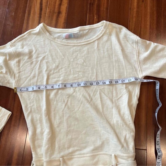 Free People FP Beach Cream Sweatshirt Lounge Dress Ribbed Drawstring Size XS - Picture 8 of 10